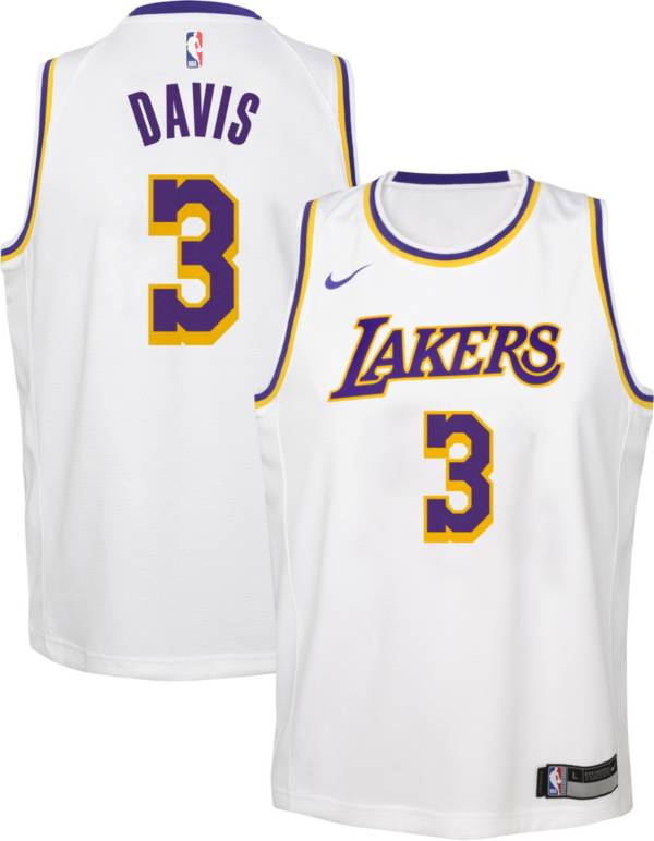 Nike Youth Los Angeles Lakers Anthony Davis #3 White Dri-FIT Swingman Jersey