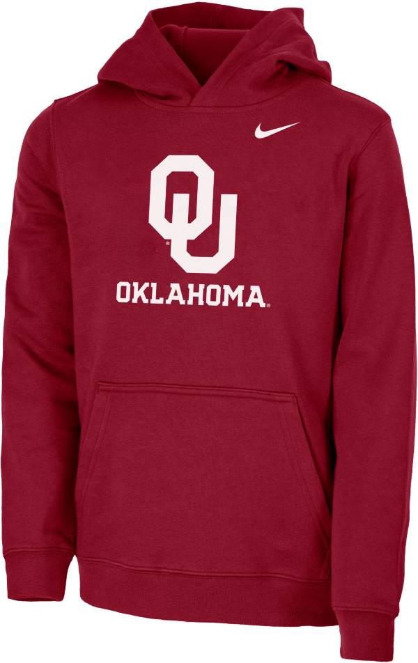 Nike Youth Oklahoma Sooners Crimson Club Fleece Pullover Hoodie