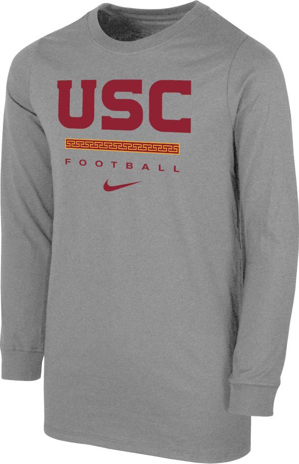 Nike Youth USC Trojans Grey Dri-FIT Wordmark Long Sleeve T-Shirt