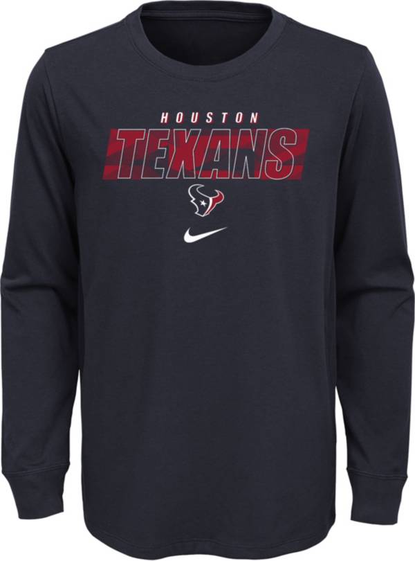 NFL Team Apparel Youth Houston Texans Marine Cotton Long Sleeve T-Shirt