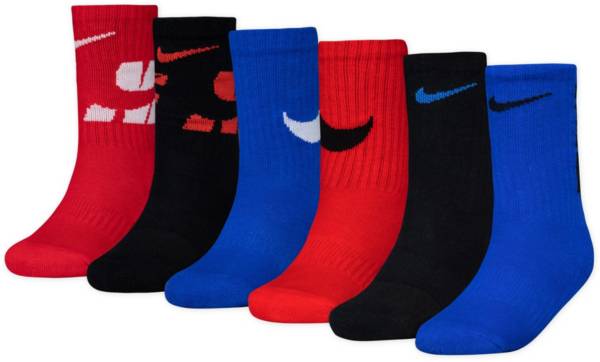 Nike Youth Swoosh Impression Crew Socks 6 Pack