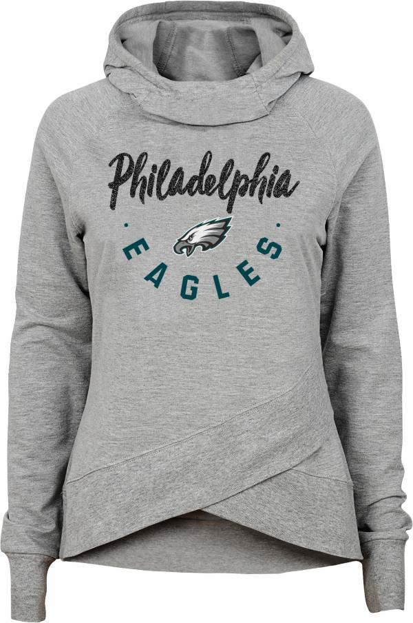 NFL Team Apparel Girls' Philadelphia Eagles Charge Glitter Grey Hoodie