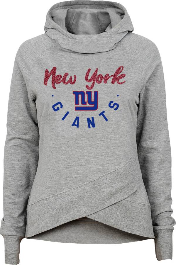 NFL Team Apparel Girls' New York Giants Charge Glitter Grey Hoodie