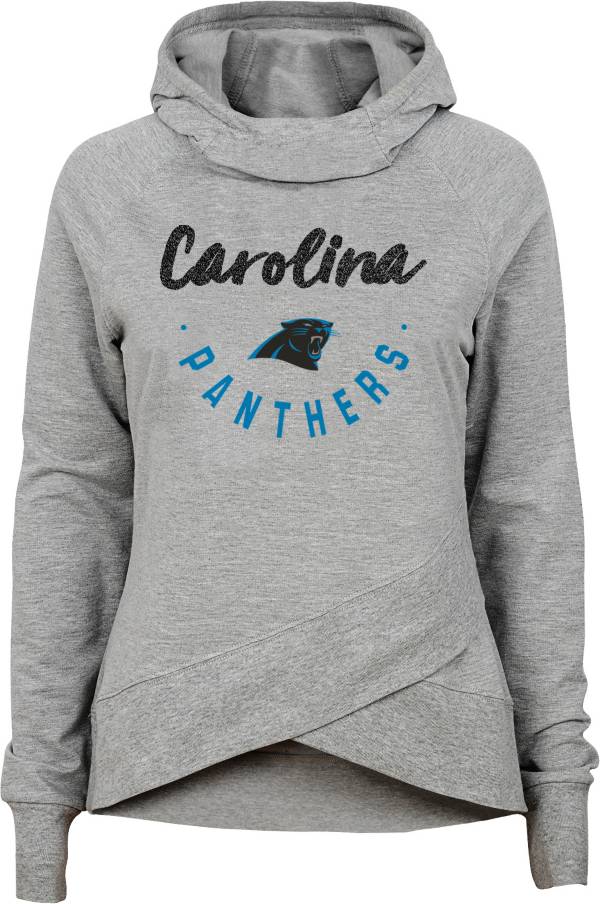 NFL Team Apparel Girls' Carolina Panthers Charge Glitter Grey Hoodie