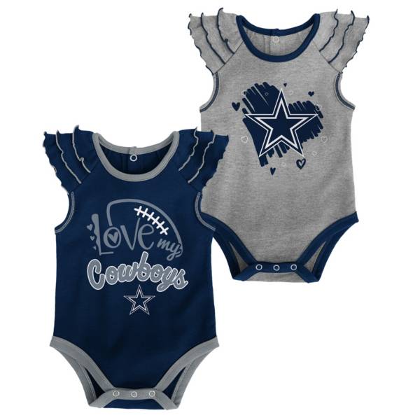 NFL Team Apparel Infant Girls' Dallas Cowboys Touchdown 2-Pack Bodysuit