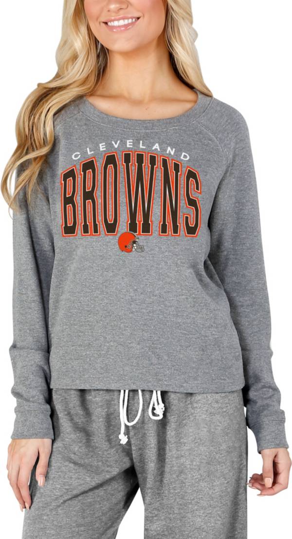 Concepts Sport Women's Cleveland Browns Mainstream Arch Grey Crew Sweatshirt