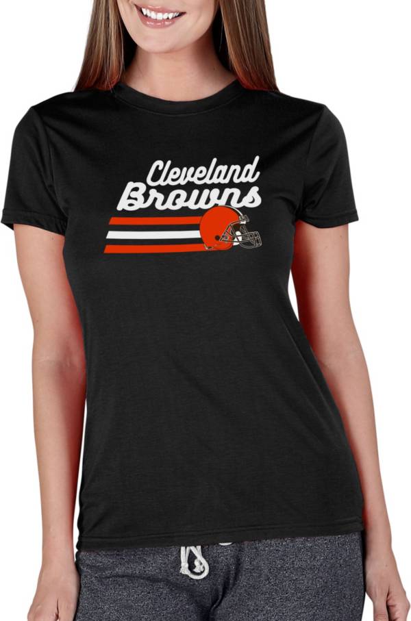 Concepts Sport Women's Cleveland Browns Marathon Stripe Black T-Shirt