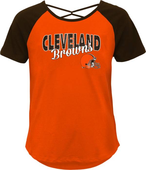 Outerstuff Youth Girls' Cleveland Browns Orange Criss-Cross Back T-Shirt