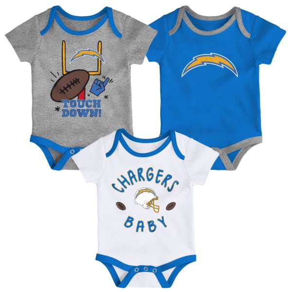 NFL Team Apparel Infant Los Angeles Chargers 3-Piece Creeper Set