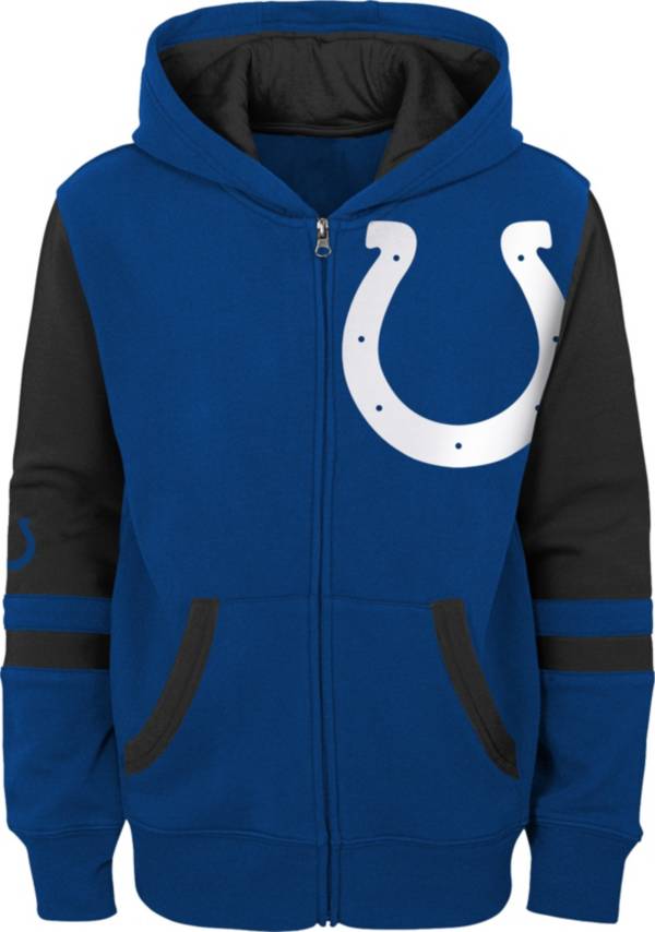 NFL Team Apparel Youth Indianapolis Colts Color Block Full-Zip Hoodie