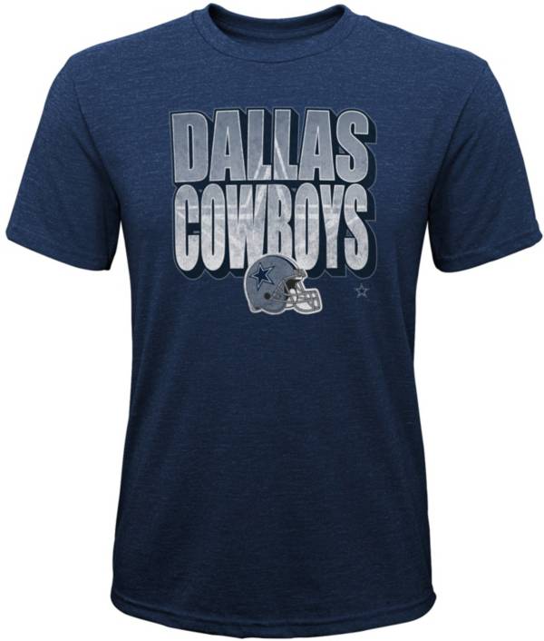 Dallas Cowboys Merchandising Youth Navy Stack Tri-Blend T-Shirt