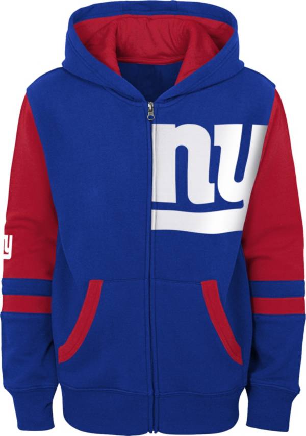 NFL Team Apparel Youth New York Giants Color Block Full-Zip Hoodie