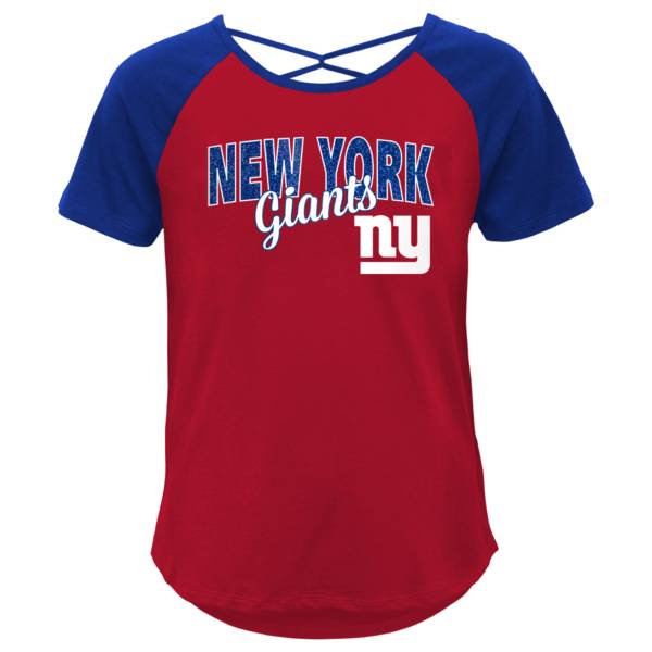 Outerstuff Youth Girls' New York Giants Red Criss-Cross Back T-Shirt