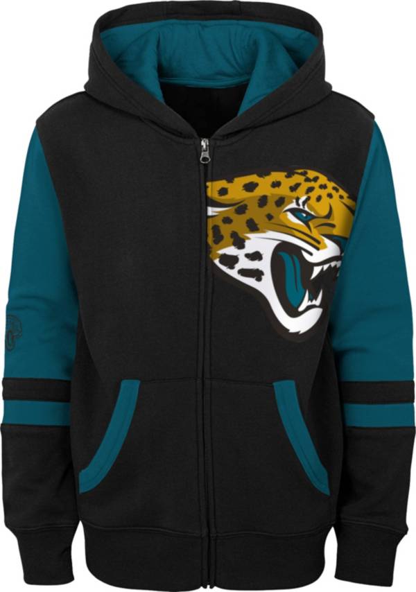 NFL Team Apparel Youth Jacksonville Jaguars Color Block Full-Zip Hoodie