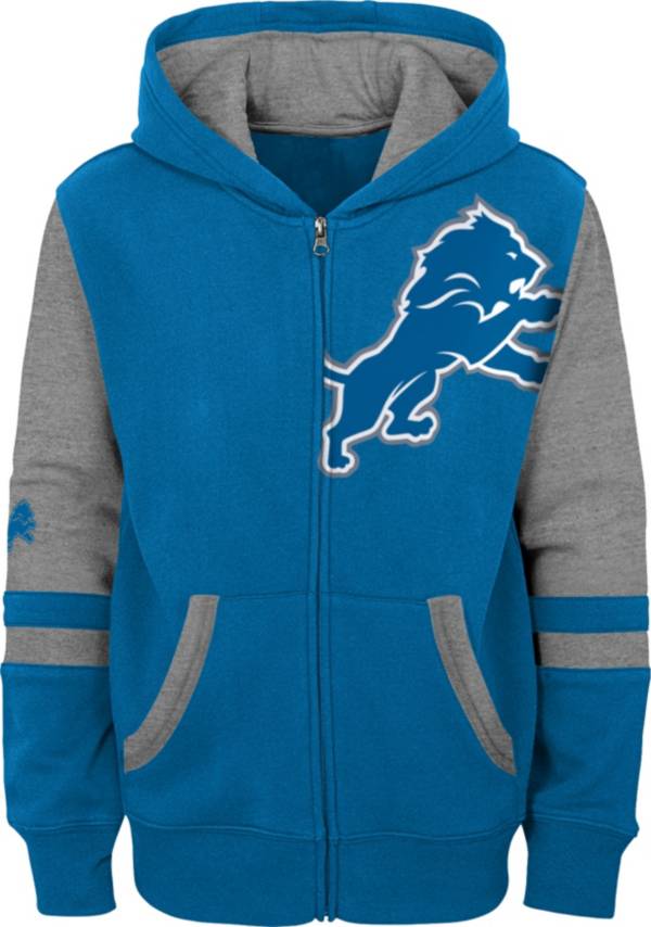 NFL Team Apparel Youth Detroit Lions Color Block Full-Zip Hoodie