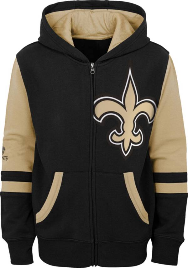 NFL Team Apparel Youth New Orleans Saints Color Block Full-Zip Hoodie