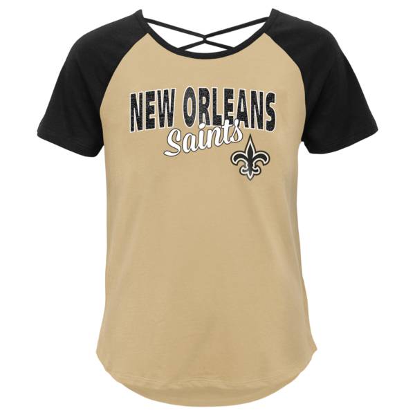 Outerstuff Youth Girls' New Orleans Saints Gold Criss-Cross Back T-Shirt