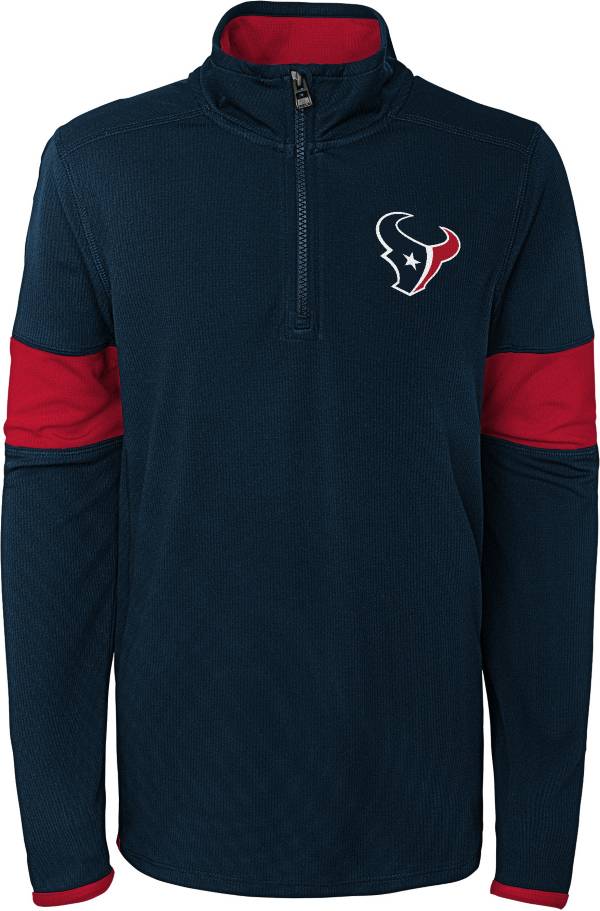 NFL Team Apparel Youth Houston Texans Yard Line Navy Quarter-Zip