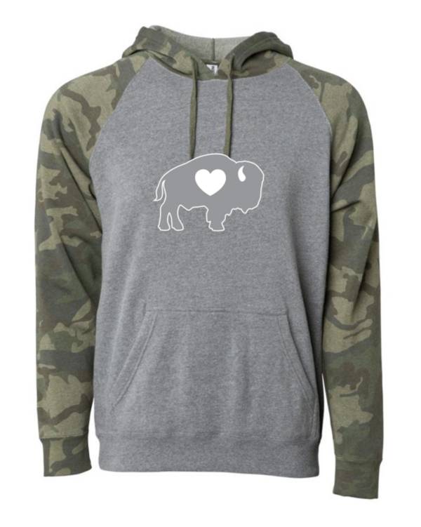 BuffaLove Men's Camo/Heather Grey Pullover Sweatshirt