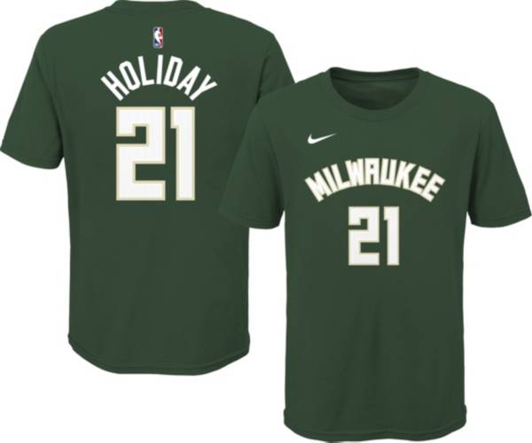 Nike Youth Milwaukee Bucks Jrue Holiday #21 Green Cotton T-Shirt