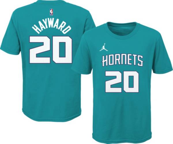 Jordan Youth Charlotte Hornets Gordon Hayward #20 Teal Cotton T-Shirt