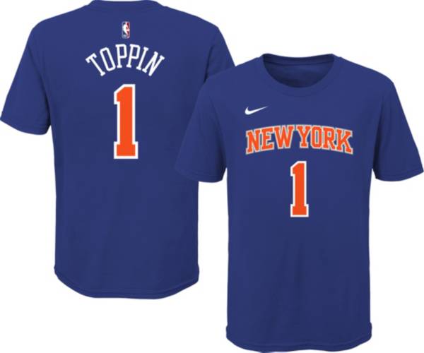 Nike Youth New York Knicks Obi Toppin #1 Blue Cotton T-Shirt