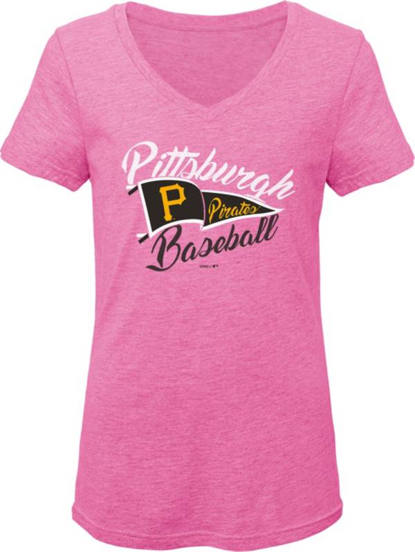 Gen2 Youth Girls' Pittsburgh Pirates Pink Fly the Flag V-Neck T-Shirt