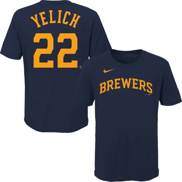 Nike Youth Milwaukee Brewers Christian Yelich #22 Navy T-Shirt