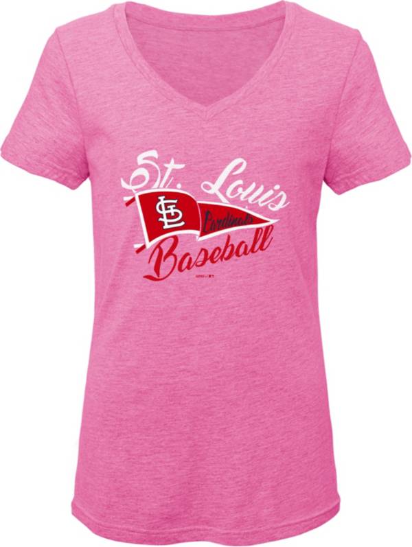 Gen2 Youth Girls' St. Louis Cardinals Pink Fly the Flag V-Neck T-Shirt