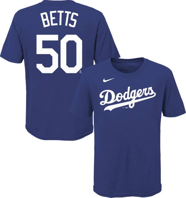 Nike Boys' Los Angeles Dodgers Mookie Betts #50 Blue T-Shirt