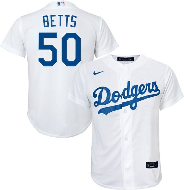 Nike Youth Replica Los Angeles Dodgers Mookie Betts #50 Cool Base White Jersey