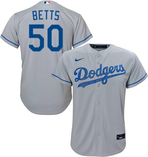 Nike Youth Replica Los Angeles Dodgers Mookie Betts #50 Cool Base Gray Jersey product image