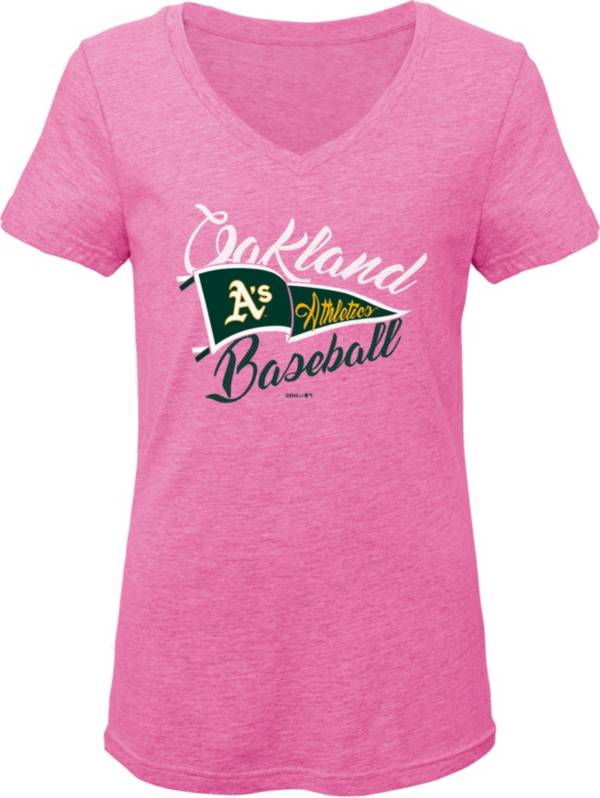 Gen2 Youth Girls' Oakland Athletics Pink Fly the Flag V-Neck T-Shirt