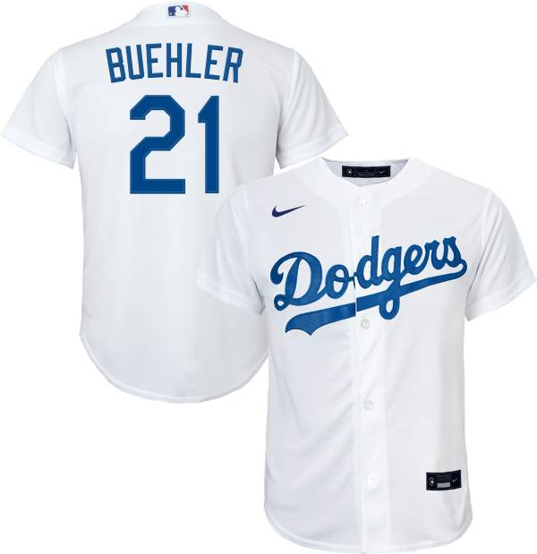 Nike Youth Replica Los Angeles Dodgers Walker Buehler #21 Cool Base White Jersey