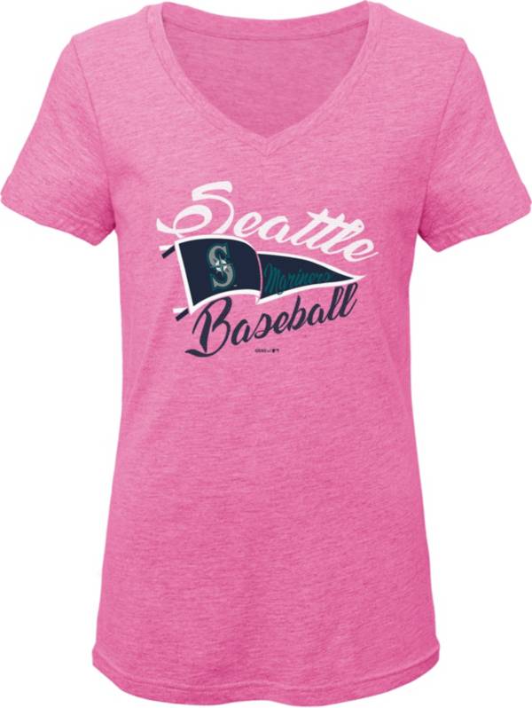 Gen2 Youth Girls' Seattle Mariners Pink Fly the Flag V-Neck T-Shirt