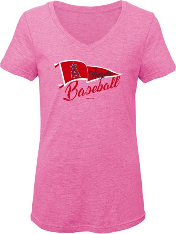 Gen2 Youth Girls' Los Angeles Angels Pink Fly the Flag V-Neck T-Shirt