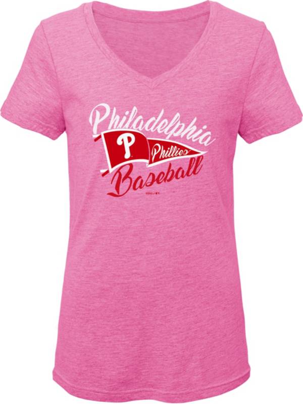Gen2 Youth Girls' Philadelphia Phillies Pink Fly the Flag V-Neck T-Shirt