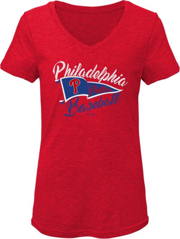 Gen2 Youth Girls' Philadelphia Phillies Red Fly the Flag V-Neck T-Shirt