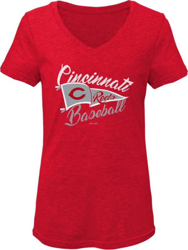 Gen2 Youth Girls' Cincinnati Reds Red Fly the Flag V-Neck T-Shirt