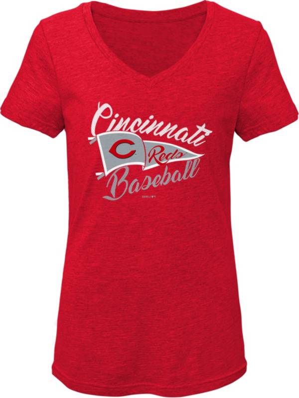 Gen2 Youth Girls' Cincinnati Reds Red Fly the Flag V-Neck T-Shirt