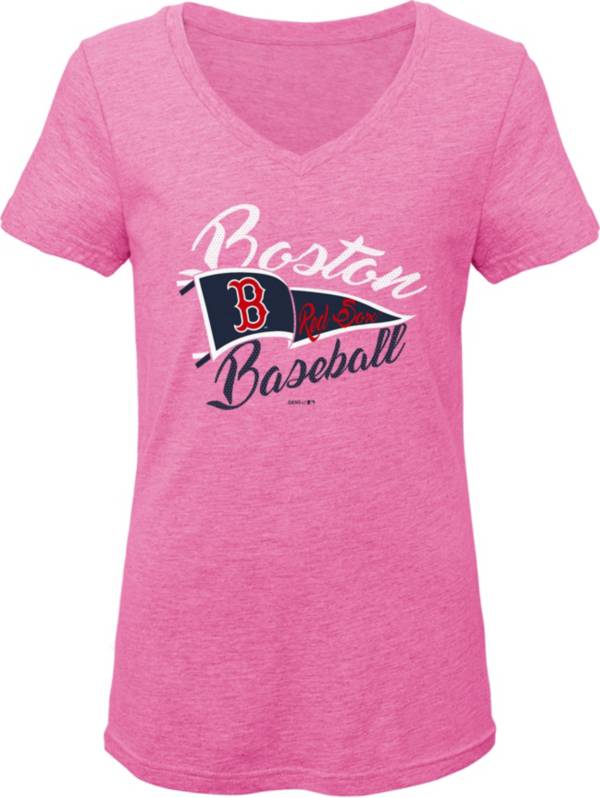 Gen2 Youth Girls' Boston Red Sox Pink Fly the Flag V-Neck T-Shirt