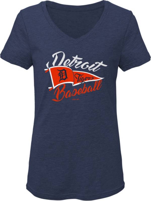 Gen2 Youth Girls' Detroit Tigers Navy Fly the Flag V-Neck T-Shirt