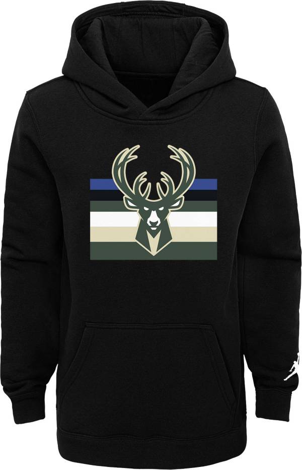 Jordan Youth Milwaukee Bucks Black Statement Pullover Hoodie