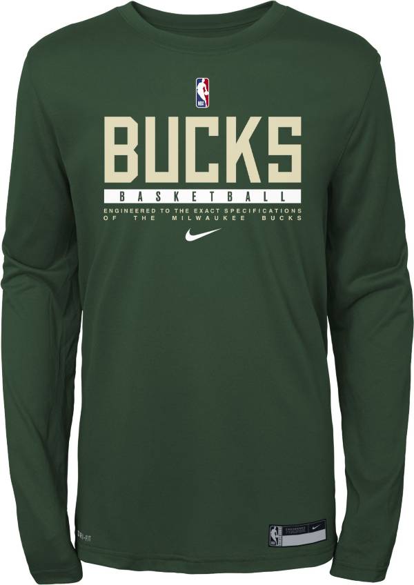 Nike Youth Milwaukee Bucks Practice Performance Long Sleeve T-Shirt