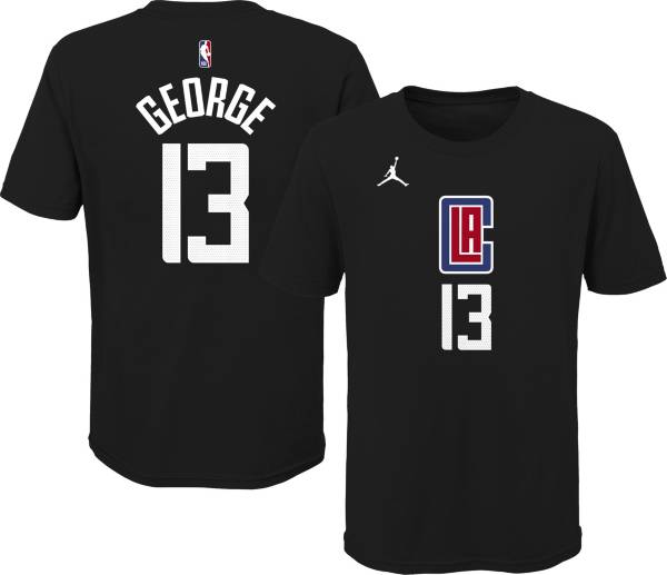 Jordan Youth Los Angeles Clippers Paul George #13 Statement Black T-Shirt