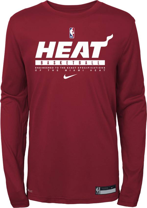 Nike Youth Miami Heat Practice Performance Long Sleeve T-Shirt