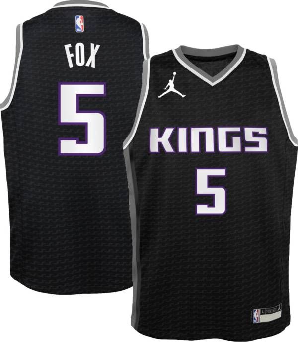 Jordan Youth Sacramento Kings De'Aaron Fox #5 2020-21 Dri-FIT Statement Swingman Black Jersey product image