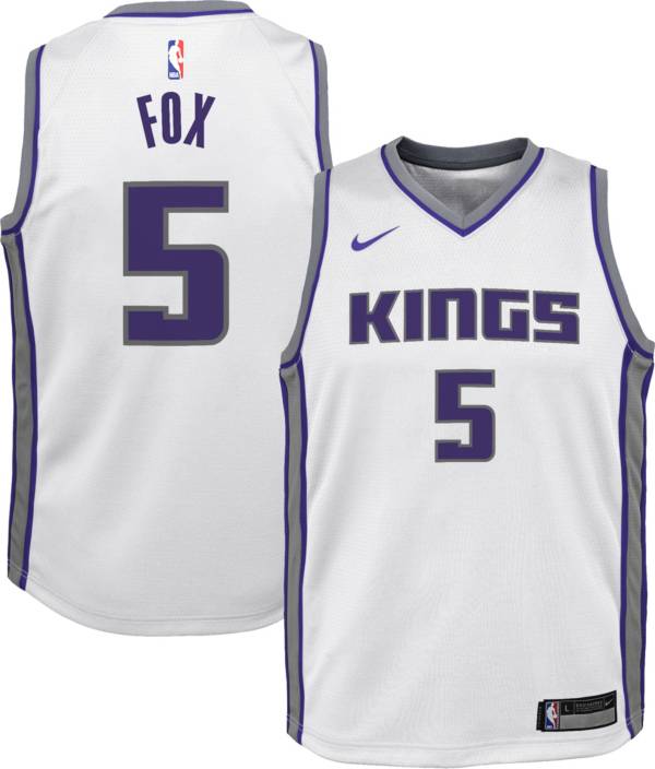 Nike Youth Sacramento Kings De'Aaron Fox #5 Dri-FIT Swingman White Jersey