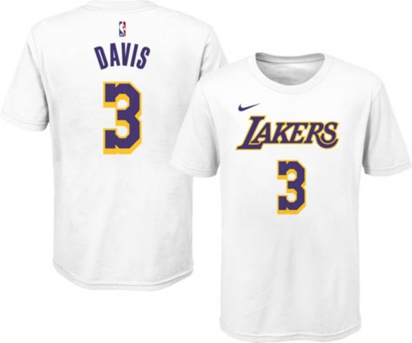 Nike Youth Los Angeles Lakers Anthony Davis #3 Cotton White T-Shirt