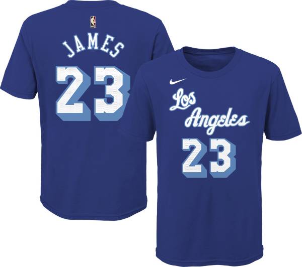 Nike Youth Los Angeles Lakers LeBron James #23 Blue Hardwood Classic T-Shirt